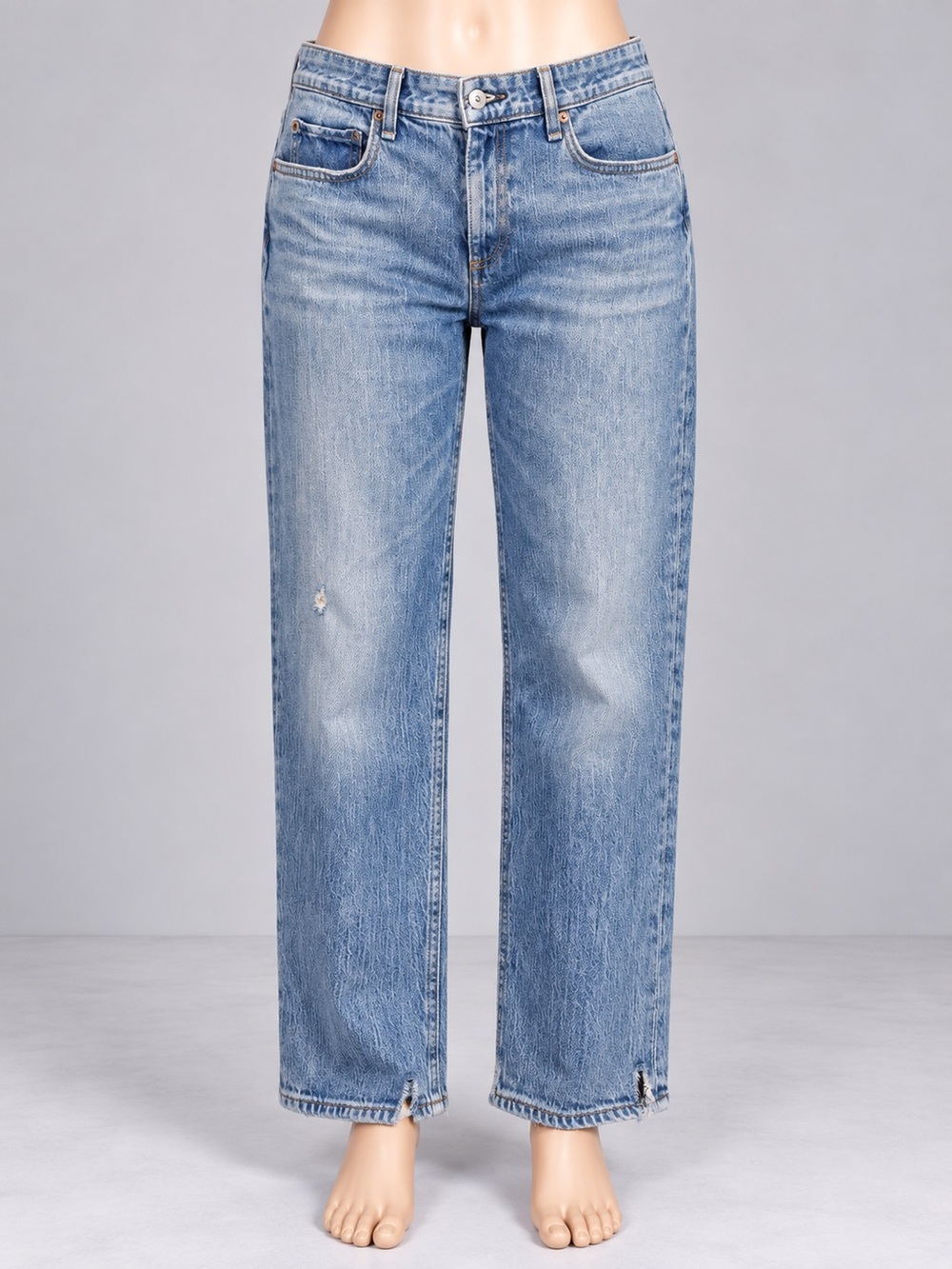rag & bone Low-Rise Slim Boyfriend Jeans Size 30 Light Wash Cut Hem